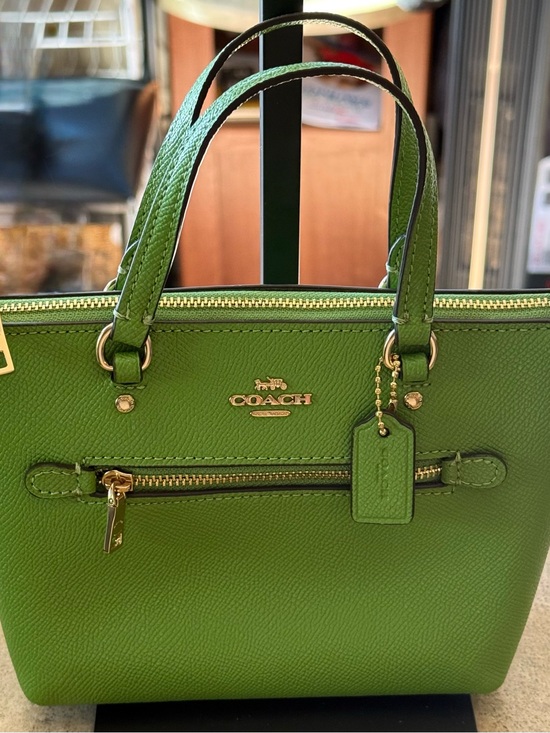 Coach Handbags - Coach Green Saffiano Leather Mini Gallery Tote with Crossbody Removable Strap
